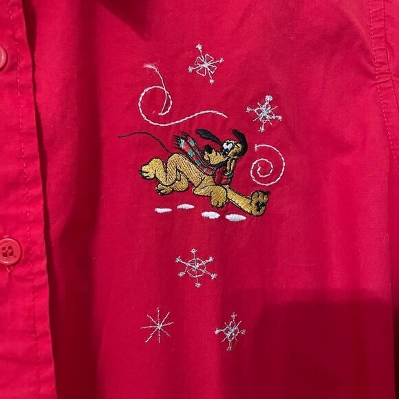 Disney Christmas Mickey and Snoopy long sleeve button down - Picture 3 of 6